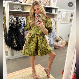 ASOS DESIGN bubble smock playsuit in floral brocade